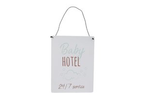 Wanddekoration Baby Hotel weiß a2 Metall 15x20cm
