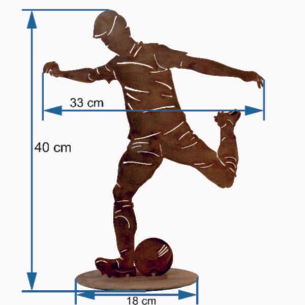 Footballer Player with Ball | Decoration figure made of metal rust |