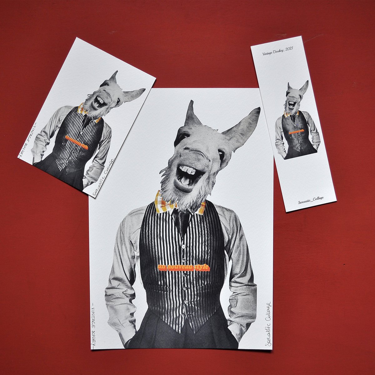 Surreal Collage Art Print Set – A4 Print + Postcard + Bookmark | Contemporary Gift Bundle