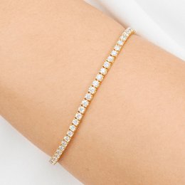Tennis bracelet yellow gold, 3.42ct diamonds, 17.0 cm