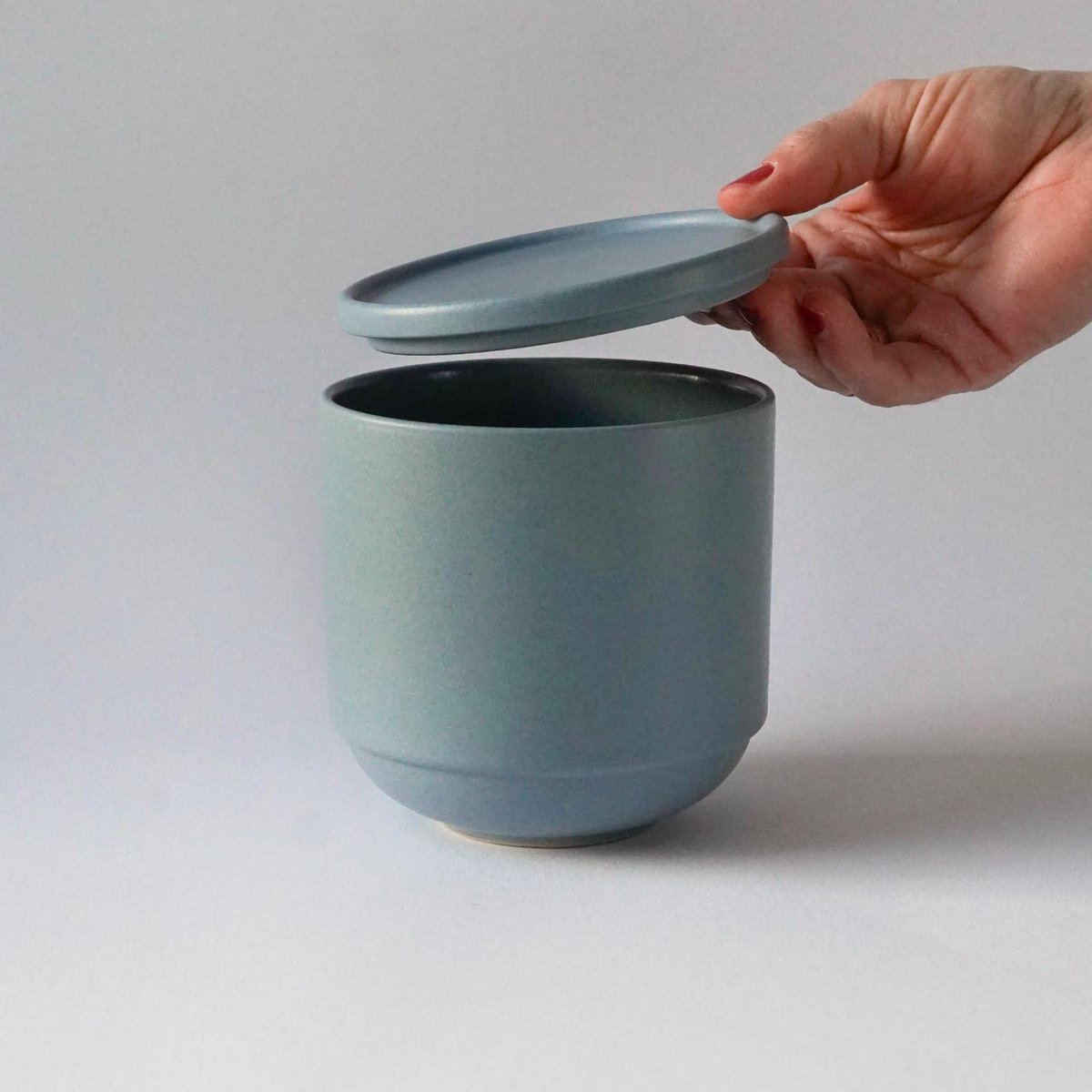 Bowl with lid MoxBowl Mathilde - fjord blue matt - 500ml