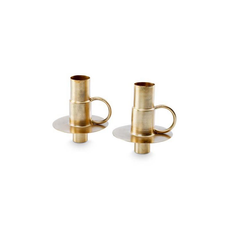 Set/2 Bottle Candle Holders Metal Gold 7x8.5cm