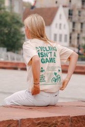 Kolarstwo to nie gra, oversize'owa koszulka rowerowa unisex (naturalna - zielona)