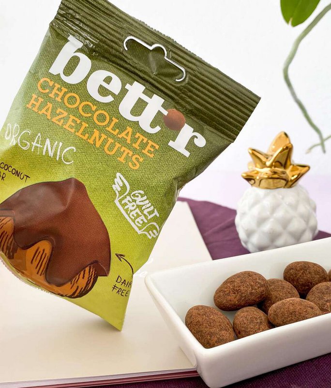 Chocolate Hazelnuts, organic, Bett'r, 40g