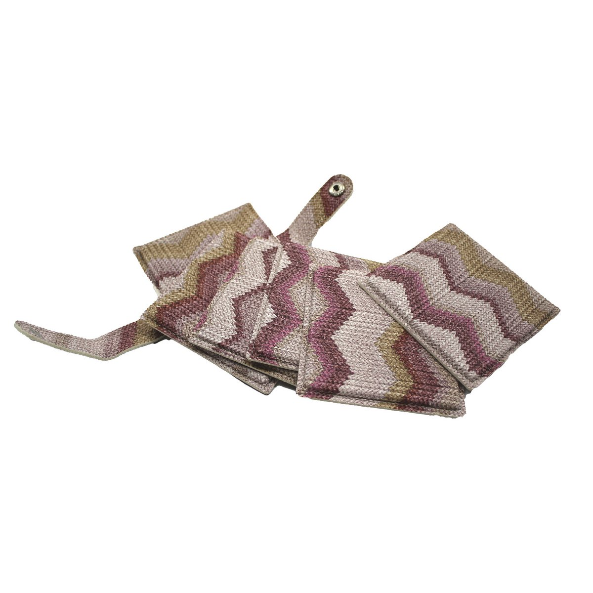 Glass coasters set of 6 zigzag pattern pink coasters