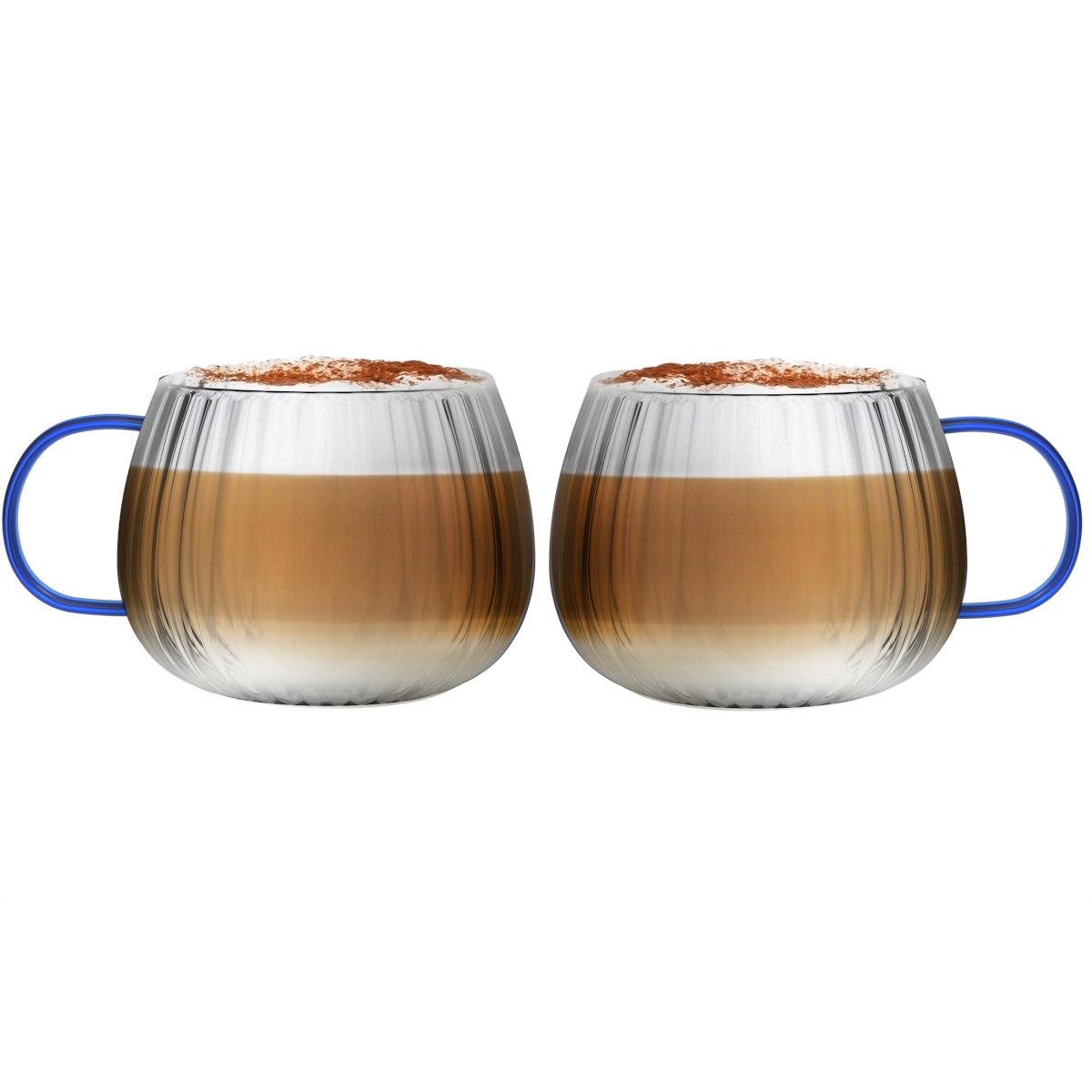 ZESTAW 2 szklanek jednościennych z niebieskim uchwytem 350ml TULIP 1180