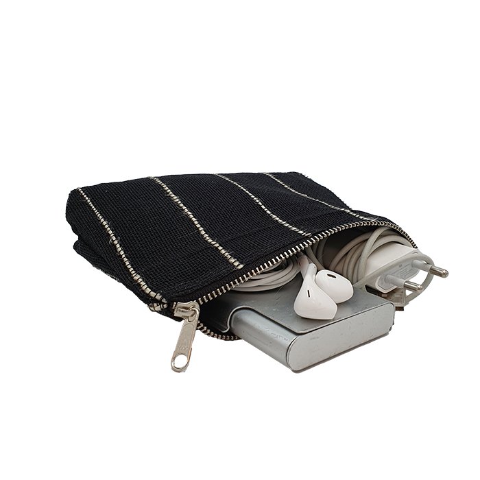 ANNA NERA Fairtrade Etui S - Tasje maquillage - Toilettas - Trousse de toilette Jute S noir 300-031