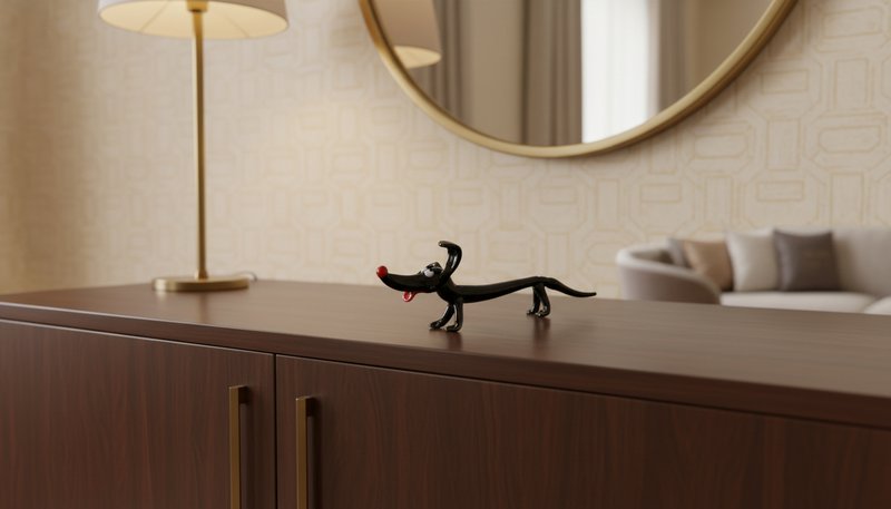 Glass dachshund - Black - length 20 cm - Handmade