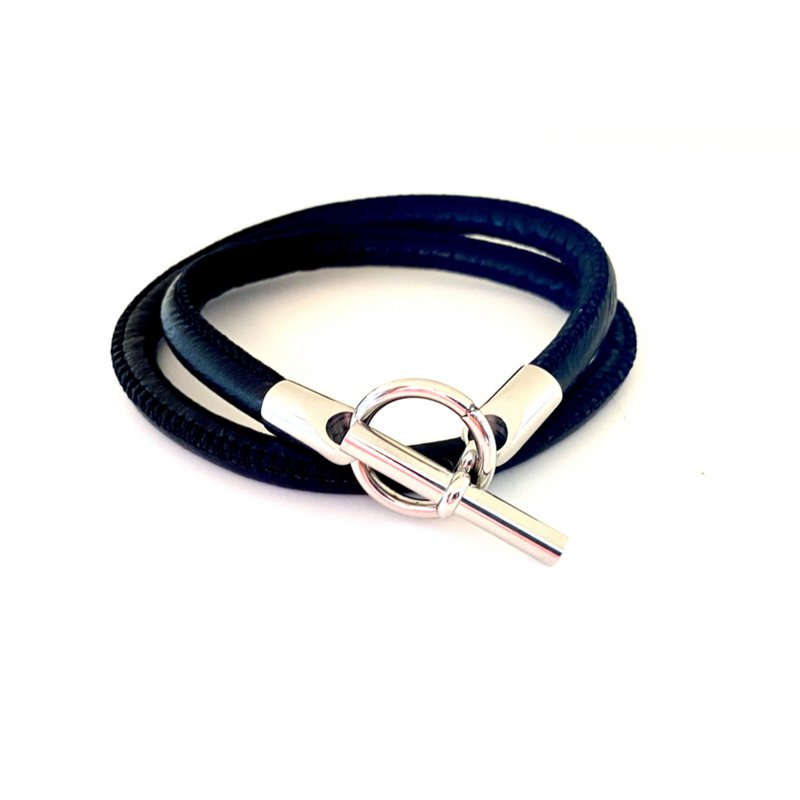 Bracelet leather hermes style black