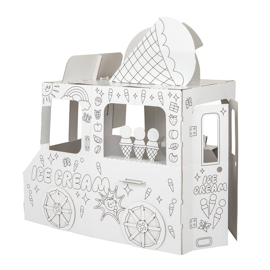 Speelhuis Food Truck Kartonnen speelhuis voor kinderen – DIY Bouwen & Kleuren 3+