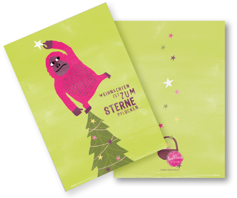 Weihnachtskarte (Klappkarte mit Kuvert) "Weihnachten im Dschungel"