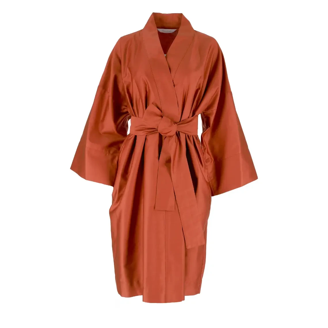 Albornoz kimono de satén Terracota Sólida