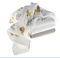 Couches Hydrophiles Makian 80x80cm - Lot de 4 pièces - Testé Oeko-Tex - 100% Coton - Blanc/taupe/girafe
