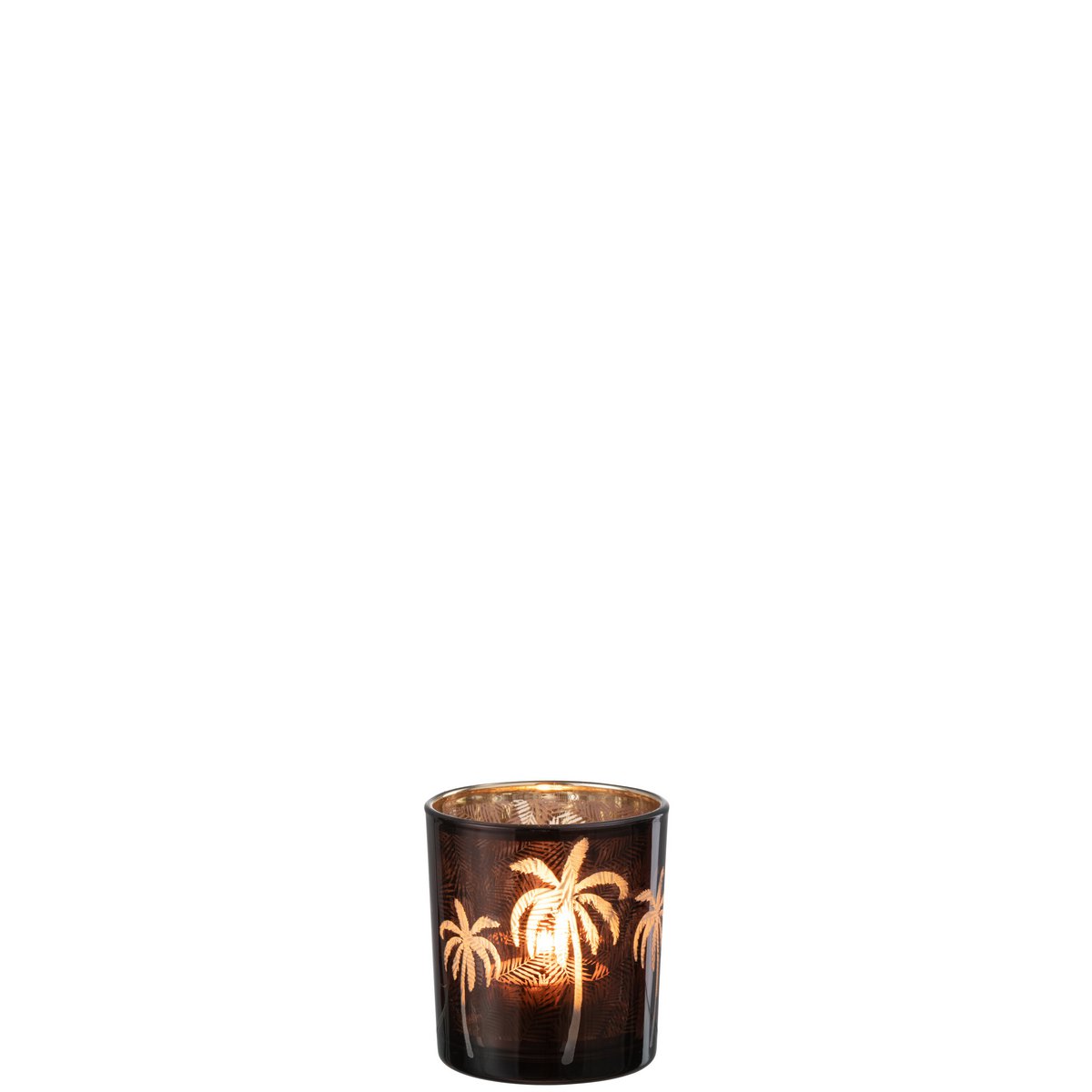 J-Line fyrfadsstage Palme - glas - brun - lille