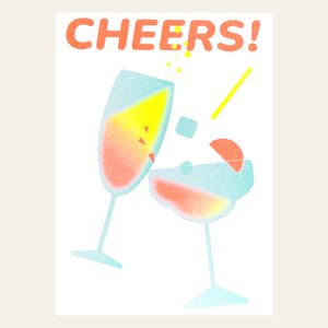 Risographie Postkarte – Cheers – DIN A6