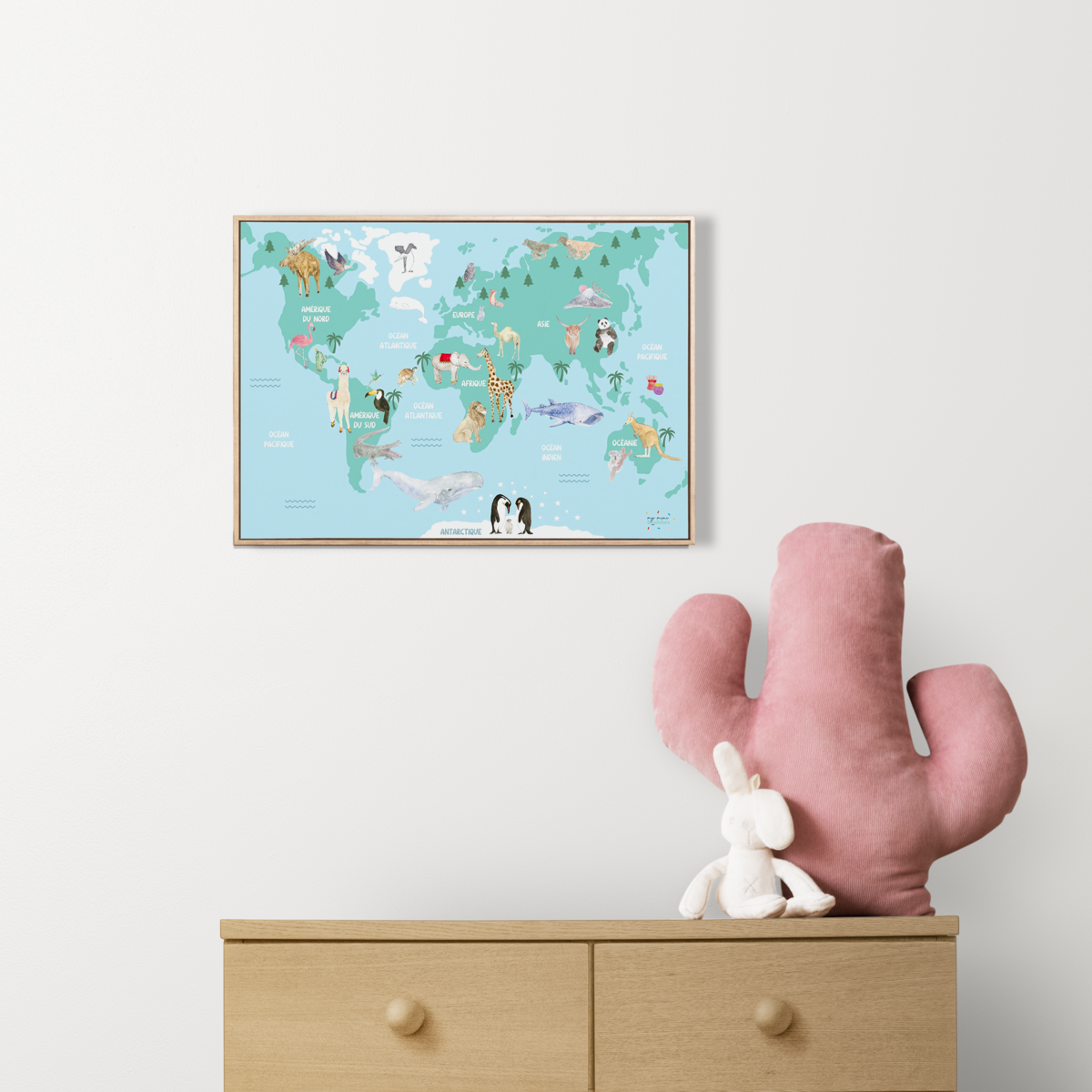 Carte du Monde Enfant Décoration Murale Chambre Salle de Jeu Apprentissage Kontinente