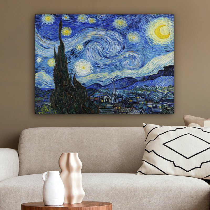 Canvas Maleri - Wall Decoration - De Sterrennacht - Vincent Van Gogh
