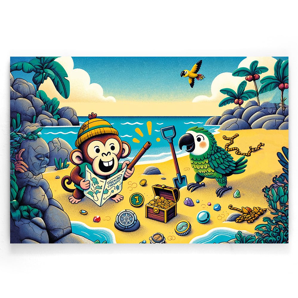 Chasse au trésor - avec perroquet et singe