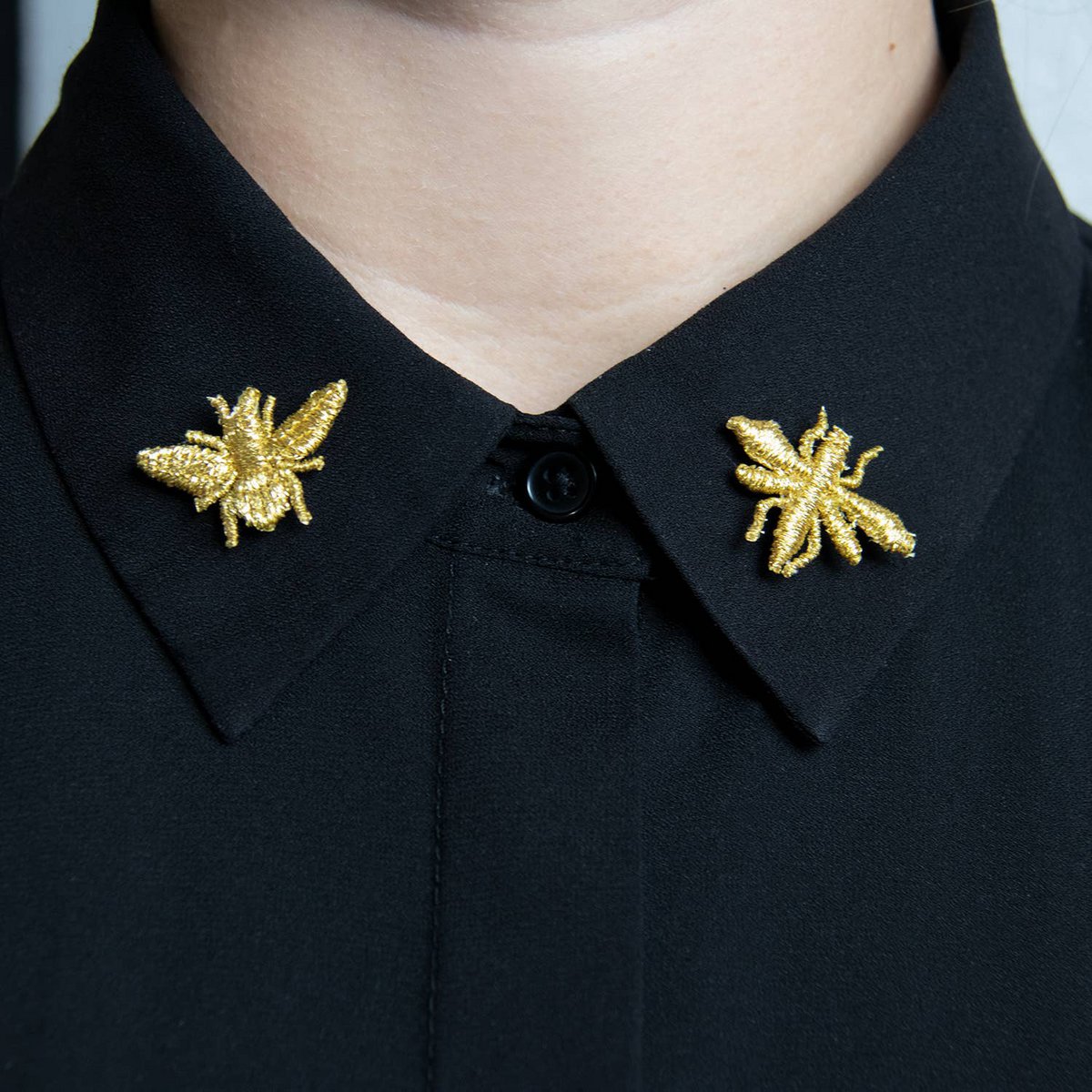 Gouden geborduurde broches - 3 kleine beestjes