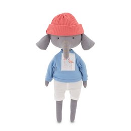 Cotton Soft Toy, Cotti Motti - Ali the Elephant: Blue Sweatshirt + Bonus Mermaid Tale (30 cm)