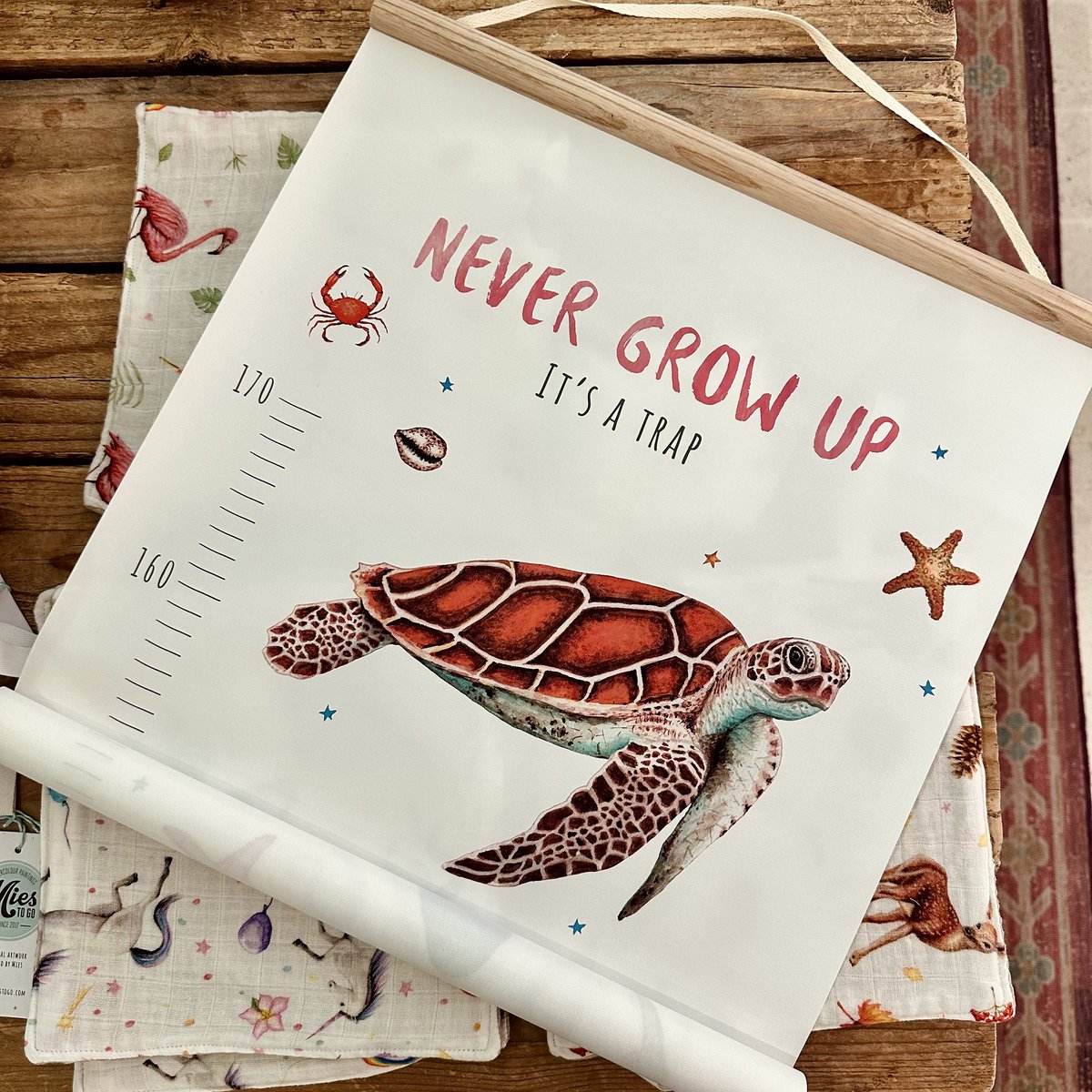 Groeimeter zeedieren coral - textiel poster
