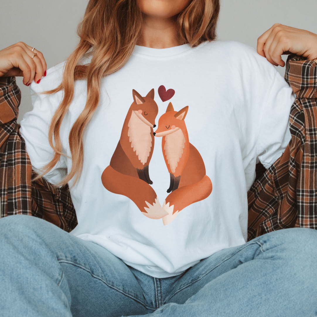 Camiseta Zorros Amor ALGODÓN ORGÁNICO - Camisa Pareja Zorro Copia de Regalo