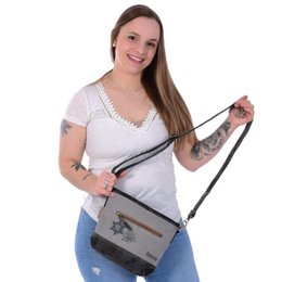 Bolso tradicional domelo. Bolso bandolera de lona vegana con motivo de ciervo/edelweiss estampado