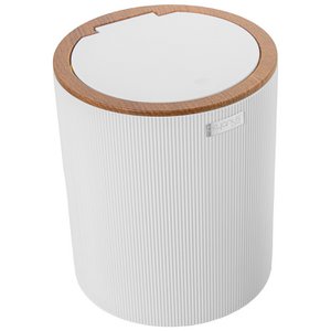 WHITE ACRYLIC BATHROOM TRASH BIN 5L, PUSH BUTTON LID _°19X23CM ST86282