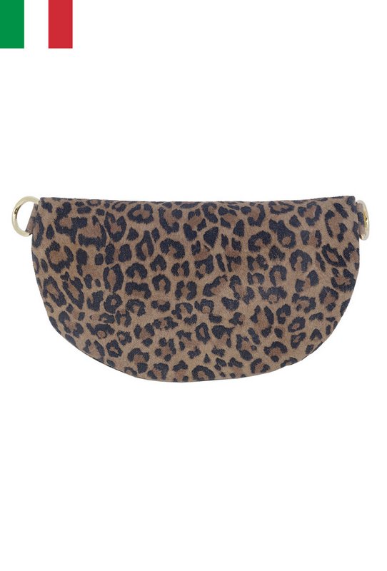 Torebka na ramię ze skóry zamszowej w panterkę. Rozmiar S IT2313-LEOPARD