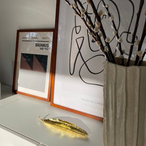 Incense holder - gold-coloured - leaf-shaped - 25 x 5 cm