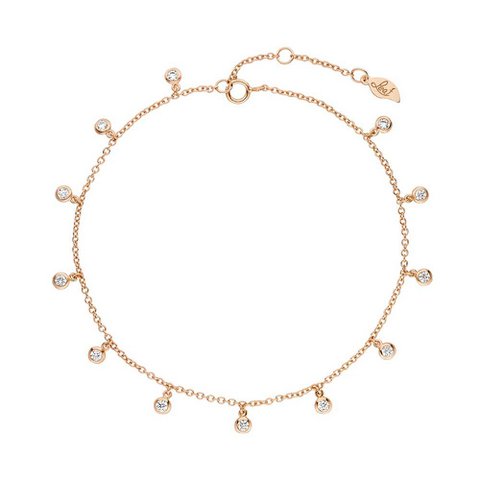 Fusskettchen Zirkonia, 18 K Roségold vergoldet