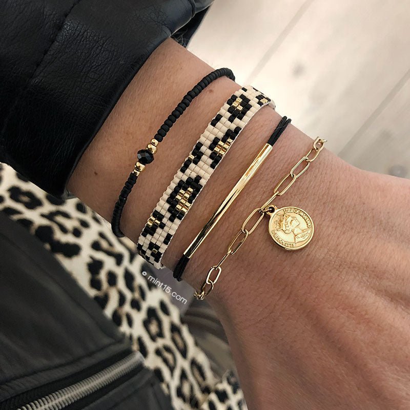 Perlenarmband 'Crystal Sparkle' - Schwarz