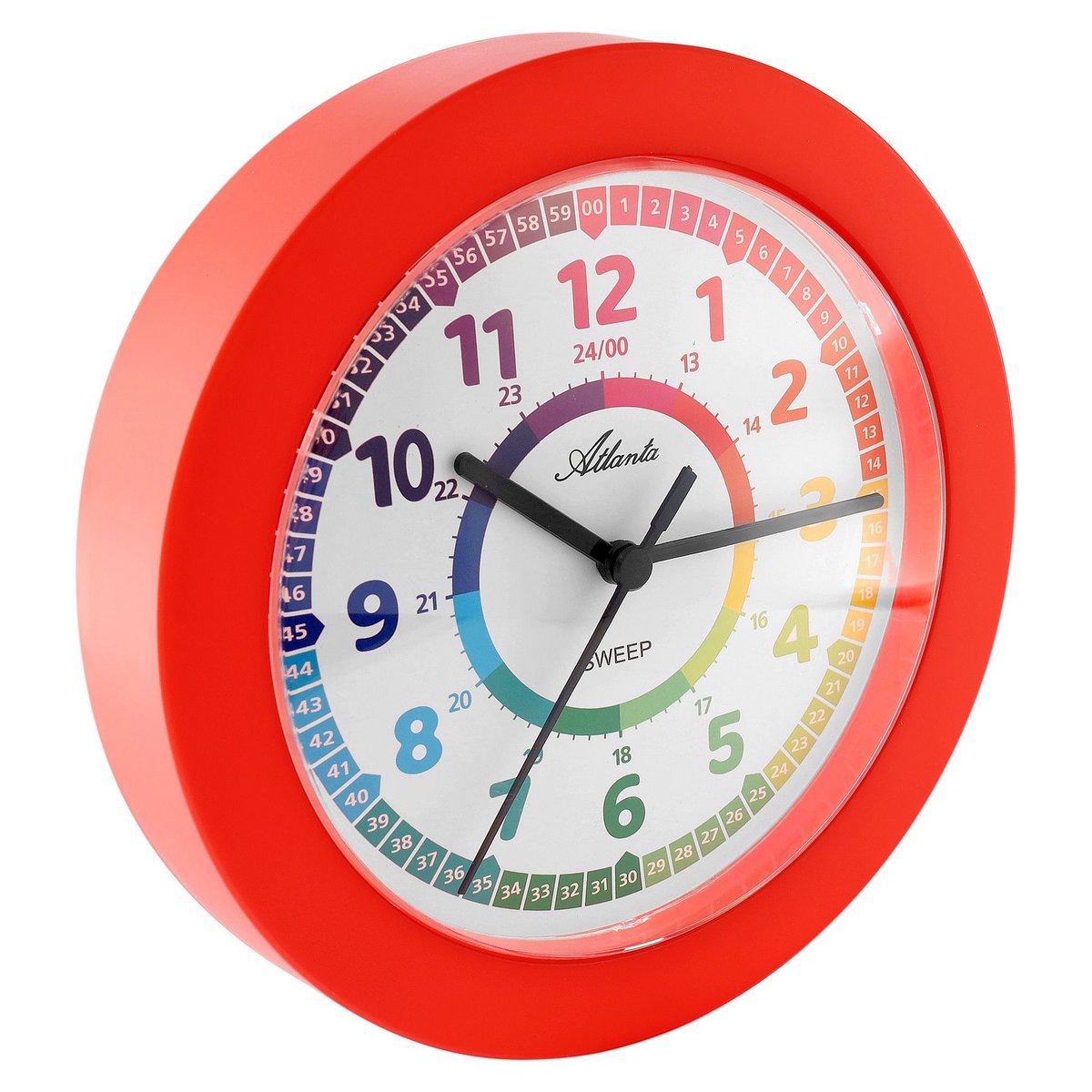 Horloge murale Atlanta pour enfants, rouge, Ø 22 cm