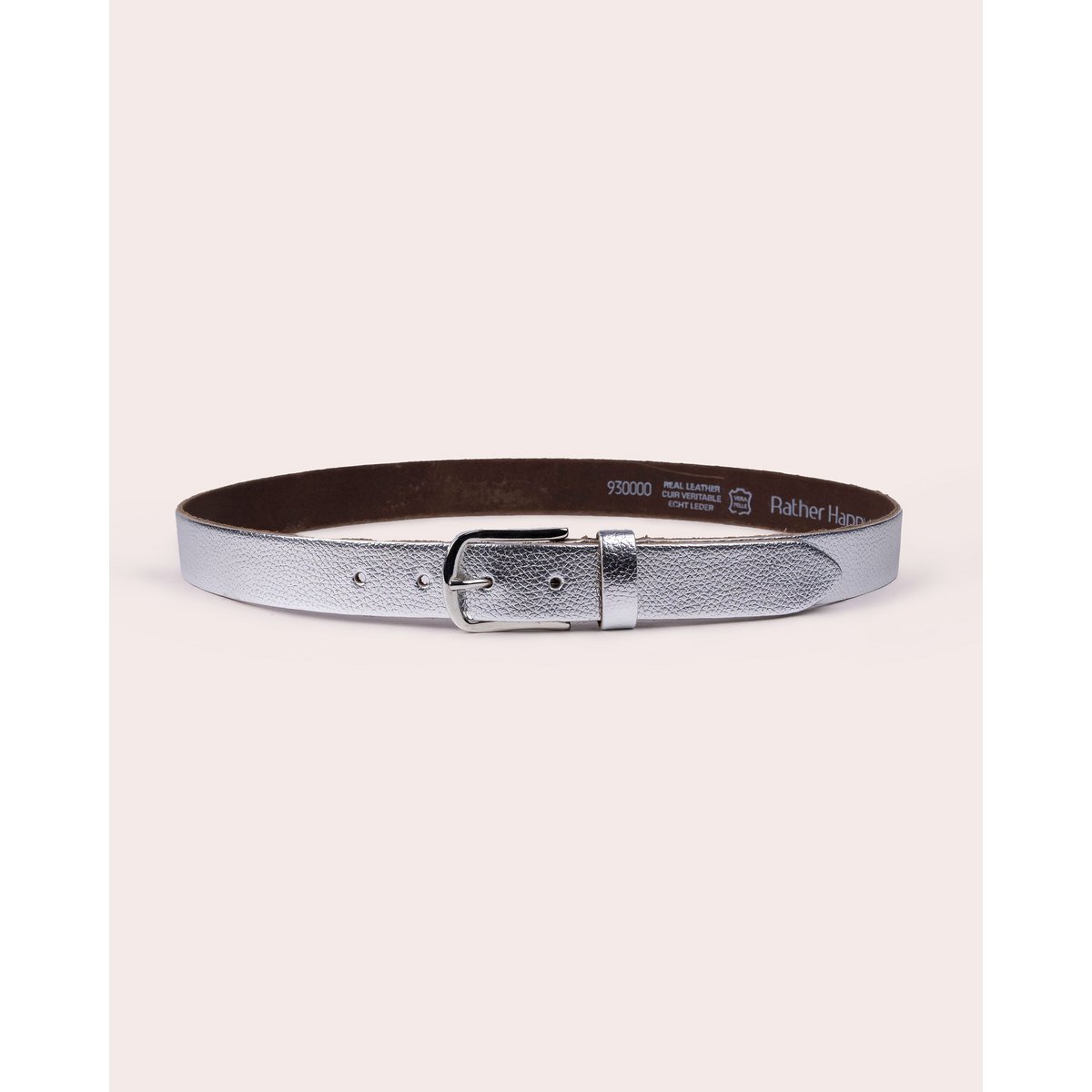 ELLE | Pebbled Leather Belt with Shiny Structured Buckle