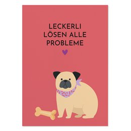 Postcard with saying – Treats solve all problems