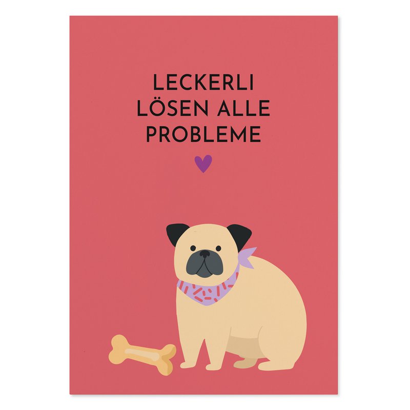 Postcard with saying – Treats solve all problems
