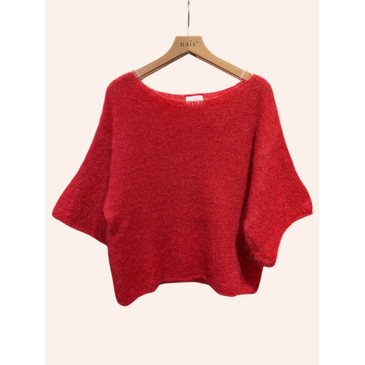 Pull col bateau manches 3/4 en 76% mohair et laine