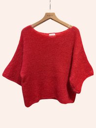 Pull col bateau manches 3/4 en 76% mohair et laine