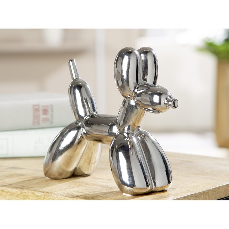 Figura Dog Balloon Dog Dog Silver -Collorato H. 17 cm, VE 3
