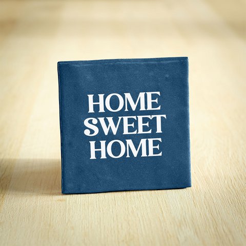 Tegeltje - Home Sweet Home | Blauw & Wit | 10x10cm