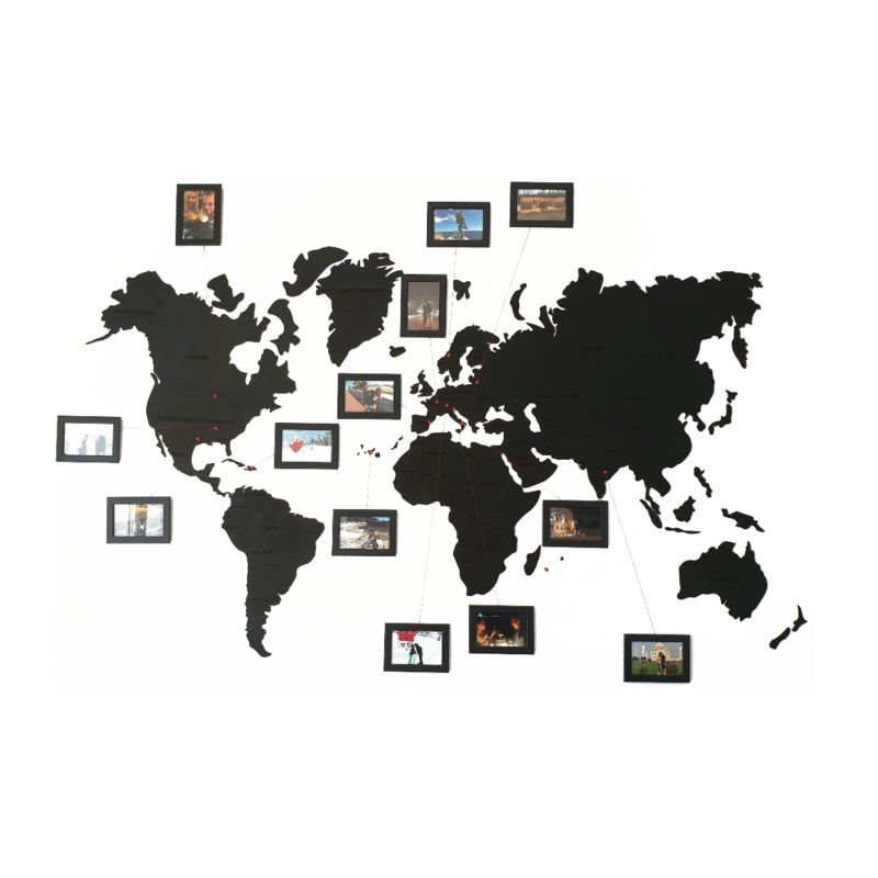 Wooden world map, Wooden black wall world wall map