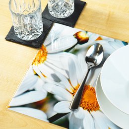 Artipics placemats White Daisies 4 pieces placemats washable made of plastic each 42 x 30 cm placemats spring fresh table decoration kitchen/dining area/guests