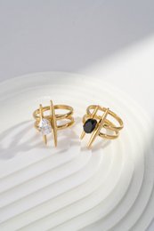 Bague Design Contemporain en Acier Inoxydable – Forme Géométrique & Cristal