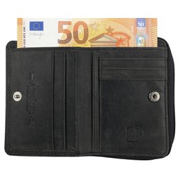 Wallet Women - Buffalo Leather - Leather - RFID - Flower Print - In 5 Colors