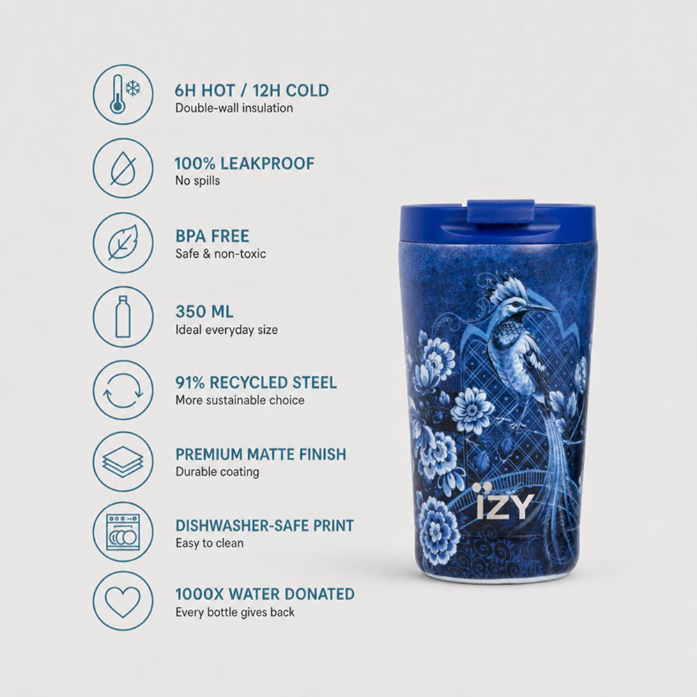 IZY Thermos Mugs - Royal Blue 2.0 - 350ML To-Go Insulated Coffee mug