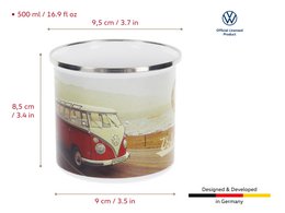 Volkswagen VW T1 Bus - Tazza smaltata da 500 ml in confezione regalo, autostrada/multicolore