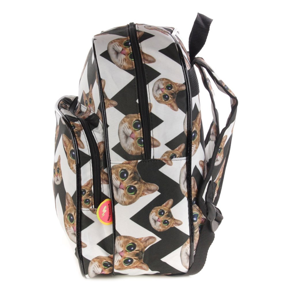 Backpack Cat black and white chevron (Black & White Cat)