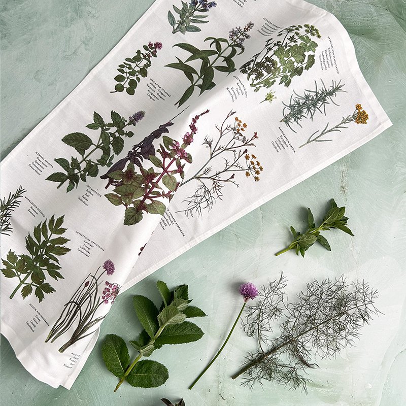 Organic tea towel - Herbs