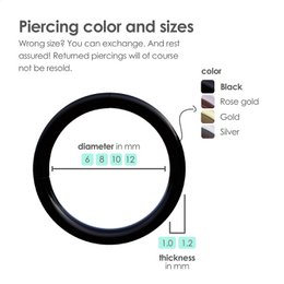 Zwarte Chirurgisch Stalen Ring Piercing — Oorbellen Ringetje Geschikt voor Helix Tragus Septum Lip Neus Wenkbrauw Piercings