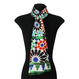 Green and Orange Silk Scarf Garnata